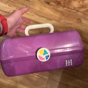 Caboodles Vintage Makeup Carrying Case with Inside Mirror Purple top handle EUC